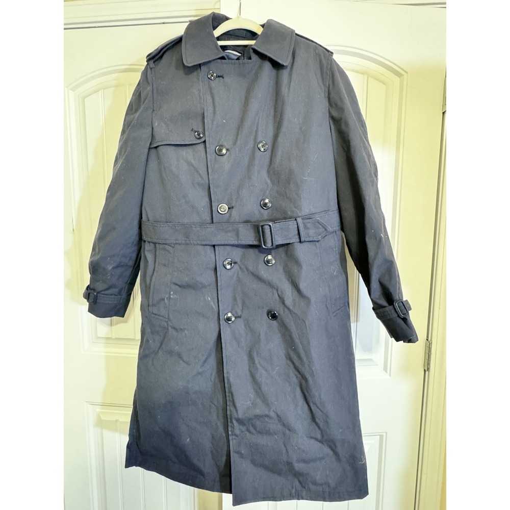 Defense Logistics Agency Trench Coat Mens 42XL Navy Blue ‎ All Weather Air Force